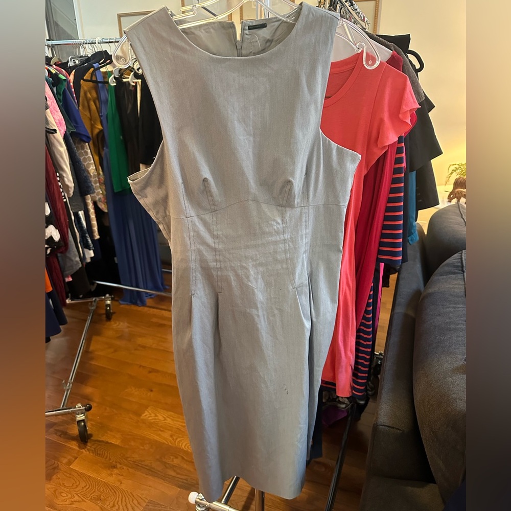 Stile Benetton Mixed Media Watercolor Marble Sleeveless Gray Shift Dress sz S